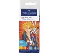 FABER-CASTELL Feutre PITT artist pen Manga Shônen, étui de 6