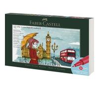Faber-Castell 267137 - Coffret cadeau London, 12 stylos à encre Pitt Artist Pen, épaisseurs de trait FM, S, B