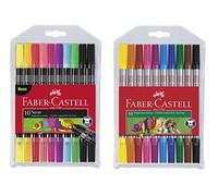 Faber-Castell - Feutres à double pointe (standard + néon, 2 étuis de 10)