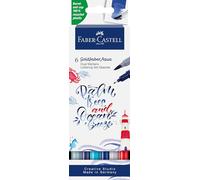 Faber-Castell Feutres Goldfaber Aqua Dual 164519 – Sea – pinceau/fineliner, étui 6 pièces