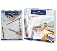 Faber-Castell Goldfaber Aqua, Lot de 38 crayons aquarelle et bloc-notes, A4, papier à spirale, 190 g/m², 15 feuilles