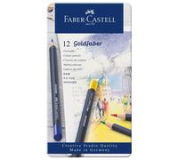 Faber-Castell Crayons de couleur Goldfaber Metal – mine de craie grasse – Coffret métal 12 pièces