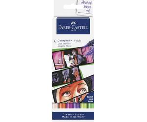 FABER-CASTELL - Goldfaber Sketch Marker Graphic Novel, 6 couleurs | Marqueur à alcool à fort pouvoir couvrant, avec pointe pinceau et pointe fine, pour les illustrations et les croquis