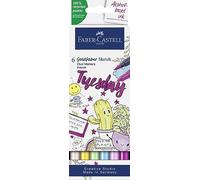 Faber-Castell – Goldfaber Sketch Marker 164811, étui 6 marqueurs à alcool pointe Brush et Fineliner