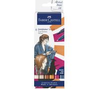 Faber-Castell Feutres Goldfaber Sketchmarker Manga – 6 feutres à alcool, 2 pointes Brush/Fineliner