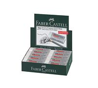 Faber-Castell Gomme blanche sans poussière (boîte de 20) - Effacement doux, bord confortable, sans latex, idéale pour effacer les mines noires, pour l'école, le bureau et la maison