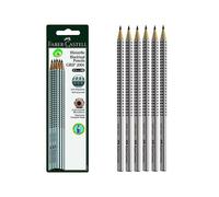 Faber-Castell 117697 - Set de crayons GRIP 2001, 6 pièces, dureté HB, couleur de la tige argentée