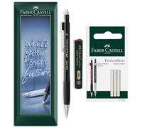 Faber-Castell Grip 1345 Ensemble de porte-mines HB de 0,5 mm avec mines en polymère et recharges de gomme de rechange pour l'écriture, les croquis, le dessin technique (Noir)