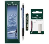 Faber-Castell Grip 1345 Ensemble de porte-mines HB de 0,5 mm avec mines en polymère et recharges de gomme de rechange pour l'écriture, les croquis, le dessin technique (Bleu marine)