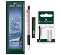 Faber-Castell Grip 1345 Ensemble de porte-mines HB de 0,5 mm avec mines en polymère et recharges de gomme de rechange pour l'écriture, les croquis, le dessin technique (Ombres roses)