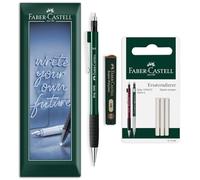 Faber-Castell Grip 1345 Ensemble de porte-mines HB de 0,5 mm avec mines en polymère et recharges de gomme de rechange pour l'écriture, les croquis, le dessin technique (Vert)