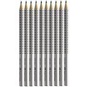 Faber-Castell Grip 2001 Lot de 6 crayons, dureté : HB, couleur de la coque : argent