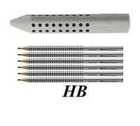 Faber-castell-grip 2001 gomme en plastique gris dreieckradierer, gris, Radierer + 6 Bleistifte HB