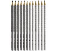 Faber-Castell GRIP 2001 Lot de 12 crayons (2 x 6), argentés, (2, argent, B)