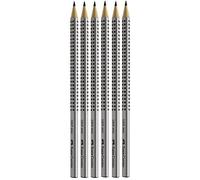 Faber-Castell GRIP 2001 Lot de 6 crayons, (argentés, 2B)