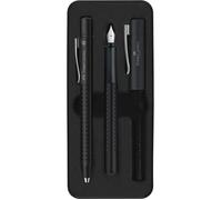 Faber-Castell GRIP 2011 - Kit d'écriture noir : stylo plume M et stylo à bille rétractable
