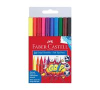 FABER-CASTELL - Stylos feutres GRIP COLOUR MARKER, étui de 10 Zone Grip à nopes pour une saisie sûre, lavable de la plupart des textiles, encre à base d'eau avec G