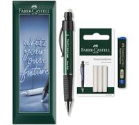 Faber-Castell Grip Plus Porte-mines + 12 mines HB de 0,7 mm + Gomme dans un emballage enveloppe Corps vert