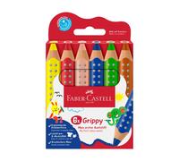 Faber-Castell Set Grippy 110630 – 6 gros crayons triangulaires 10 mm pour enfants lavables