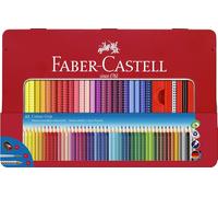 Faber-Castell 112448 - Crayons de couleur Colour Grip, 48 crayons dans un étui métallique, incassables, pour enfants et adultes