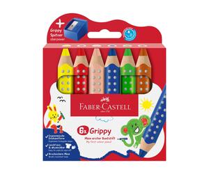 Faber-Castell INPROB Crayons de couleur antidérapants, lot de 6, avec taille-crayon