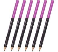 Faber-Castell Jumbo Grip 111900 Lot de 6 crayons à papier, dureté 2 = B, noir/rose