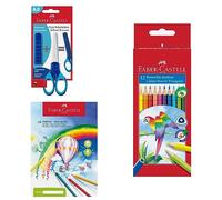 FABER-CASTELL - Kit avec ciseaux, crayons de couleur et bloc de dessin