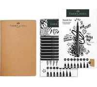 Faber-Castell - Set de croquis 267102 - 9 pièces, carnet et crayons à encre de Chine Pitt Artist Pen
