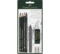 FABER-CASTELL - Kit de dessin Pitt Graphite, 7 pièces | Crayons et craies graphite de haute qualité avec accessoires pour les croquis, les dessins et les ombres