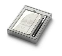 Faber-Castell Kit promotionnel Ambition (149624) – Roller noir et carnet A6 gris en résine précieuse