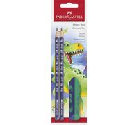 Faber-Castell - Kit d'écriture Dino avec crayons et gomme | Trousse scolaire pour enfants comprenant 2 crayons HB et une gomme