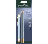 FABER-CASTELL - Kit d'écriture Poly Ball Urban Sky Blue, 3 pièces | Avec un stylo à bille XB et 2 crayons de dureté B pour l'école, le bureau et le quotidien