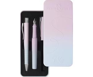 FABER-CASTELL - Kit d'écriture Poly Pen Blushing Sky, 2 pièces | Coffret cadeau comprenant un stylo plume M et un stylo à bille XB pour l'école, le bureau et le quotidien