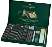 Faber-Castell - Kit Pitt Graphite, 26 pièces, dans un étui en carton | Crayons et craies graphite professionnels avec accessoires pour croquis, dessins et ombrages