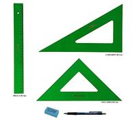 Faber Castell Lot comprenant une règle 813 de 30 cm/un demi-carré 566 de 28 cm/une équerre 666 de 28 cm