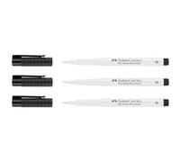 Faber-Castell Lot De 3 Feutres Pitt Artist Pen Pointe Brush 1,5 Mm Blanc