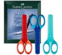 Faber-Castell Lot de 3 paires de ciseaux antidérapants avec couvre-lames, pointes arrondies