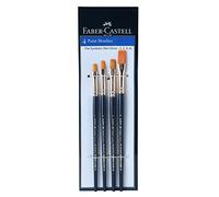 Faber Castell Lot de 4 Pinceaux de Peinture Ronds à Poils Synthétiques Assortis