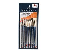 Faber Castell Lot de 7 Pinceaux de Peinture Plats en Poils Synthétiques Assortis, Set