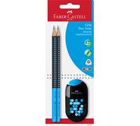 Faber-Castell Crayons Grip 2001 Two Tone – lot de 2 + taille-crayon double avec gomme – 4 couleurs