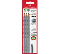 Faber-Castell – Crayons à papier GRIP 2001 – dureté B – Lot de 3 avec gomme