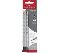Faber-Castell Crayons à papier GRIP 2001 HB, embout caoutchouc argent, Lot de 3