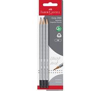 Faber-Castell Crayons à papier GRIP 2001 HB, embout caoutchouc argent, Lot de 3