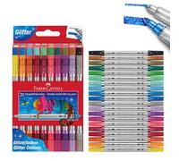 Faber-Castell Set de feutres 151108 Glitzer – 20 feutres à double pointe, enfants et adultes