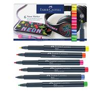 FABER-CASTELL - Lot de marqueurs néon Layoutmarker, 6 couleurs | Couleurs néon vives pour les croquis, les maquettes et les projets créatifs