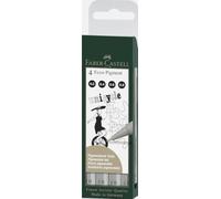 FABER-CASTELL - Lot de stylos à encre pigmentée Ecco, 4 épaisseurs | Feutre fin à encre indélébile et résistante à la lumière pour des traits et des illustrations précis