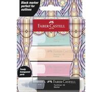 FABER-CASTELL - Lot de surligneurs Glassy Pastel, 4 surligneurs | Surligneurs aux couleurs pastel avec marqueur noir et pointe biseautée pour des traçages de 1 à 5 mm