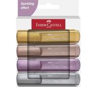 Faber-Castell Surligneurs 254674 Métalliques Pointe biseautée Couleurs vibrantes Pochette de 4