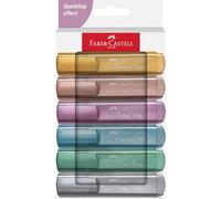 Faber-Castell Surligneurs 254676 Pointe biseautée, Métalliques, Couleurs vibrantes – Pochette de 6