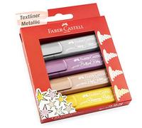 Faber-Castell Surligneurs TL 46 - Set 4 pièces, couleurs métalliques, pointe biseautée 1-5 mm